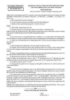 Khảo sát chất lượng chuyên môn giáo viên cấp thpt năm 2015 môn sinh học